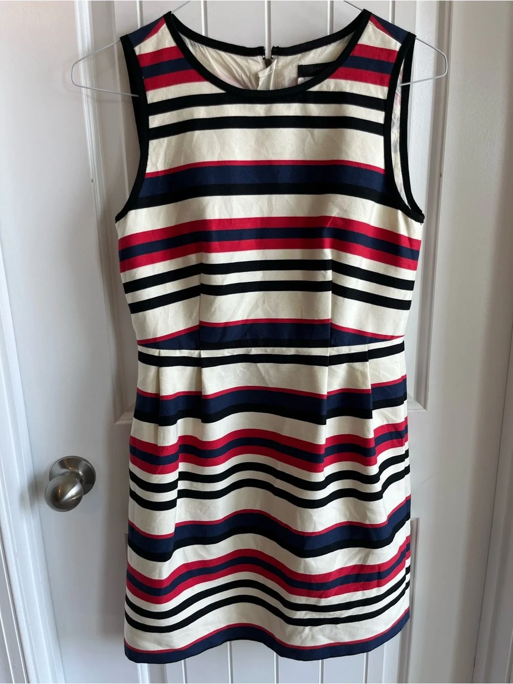 J. Crew Sleeveless Striped Mini Dress in Cream, Navy & Red - Picture 1 of 3